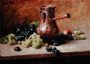 ブドウのある静物、1881 作： Leon Daniel Saubes